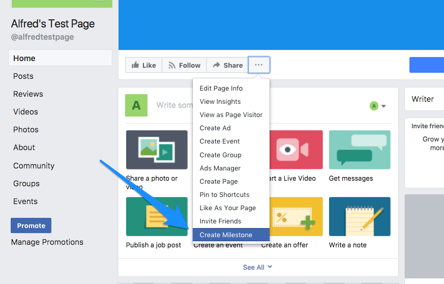 Create a milestone on Facebook Page Create a milestone on Facebook Page