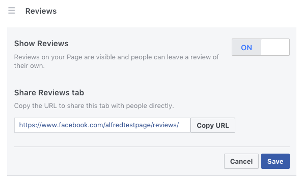 Facebook review section settings Facebook review section settings