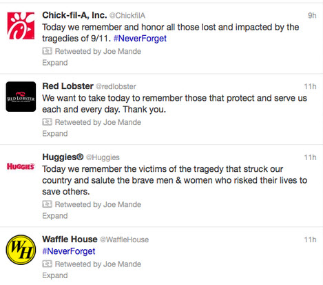 Social media crisis management branded 9/11 tweets
