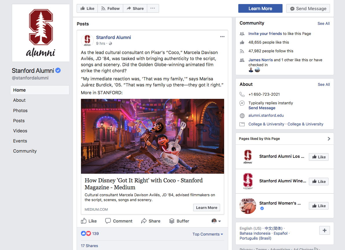 Stanford Alumni Facebook Page Stanford Alumni Facebook Page