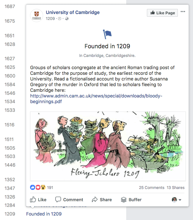 University of Cambridge milestones University of Cambridge milestones