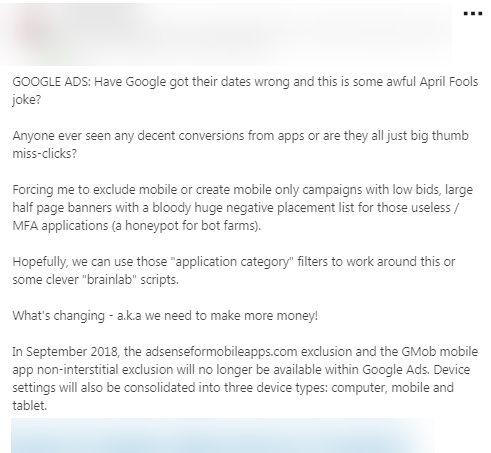 response to google change to adsenseformobileapps placement