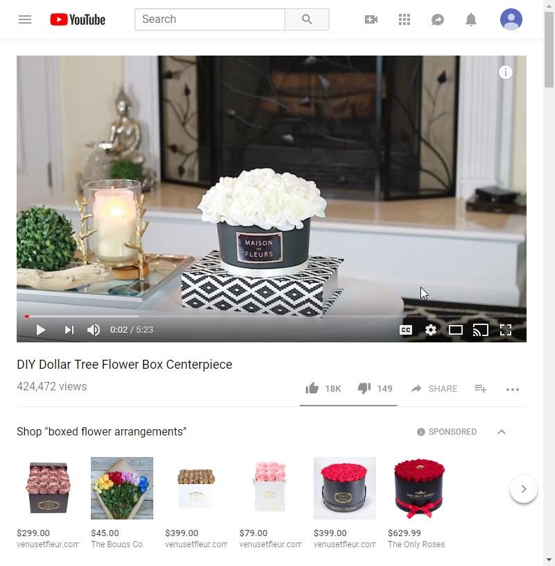 TrueView for Shopping flower ads