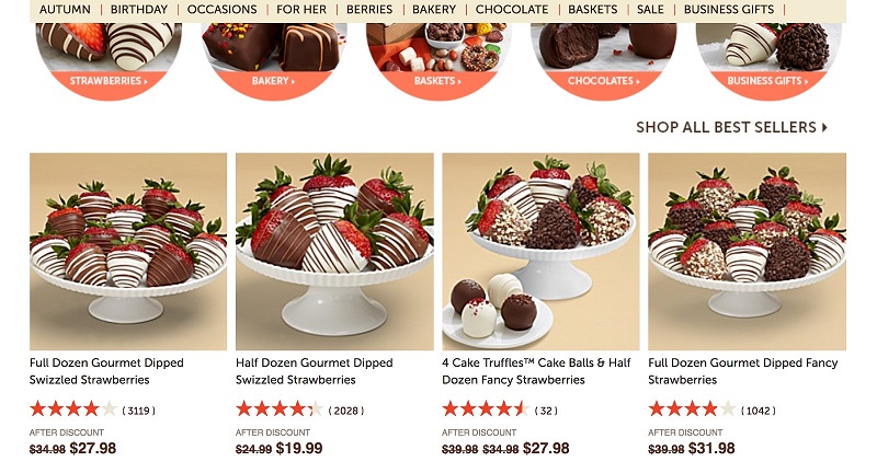 Facebook ad transparency ecommerce strategy Shari's Berries product page