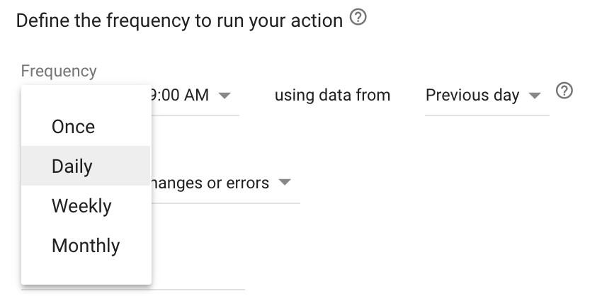 Google Ads automated rules frequency