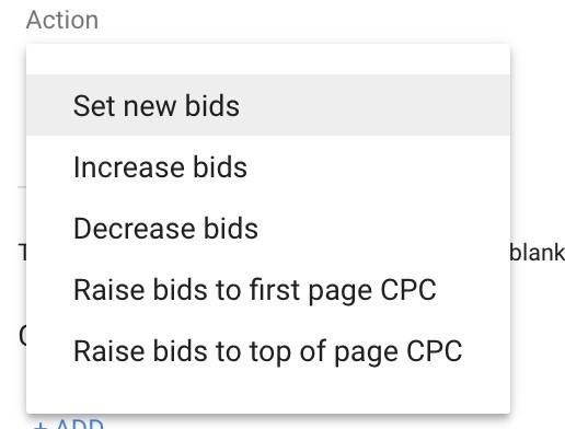 Google Ads automated rules set bids