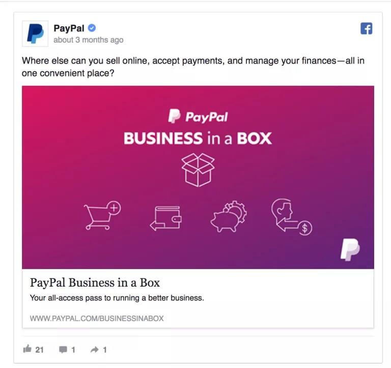 Manage social media accounts PayPal