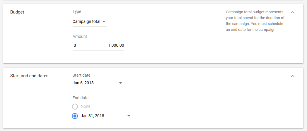 adwords campaign total budget type