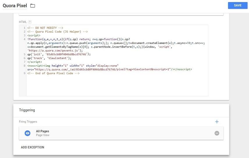 Quora Ads audience Quora pixel