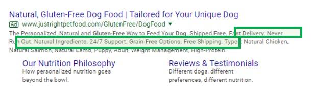 automated ad extensions structured snippet