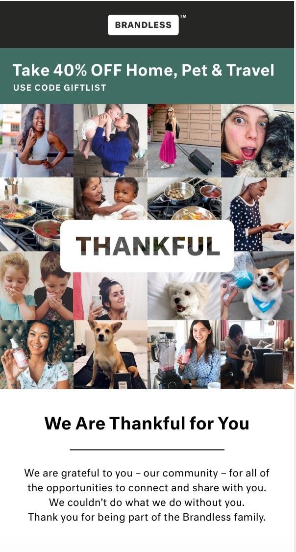 email marketing example from Brandless