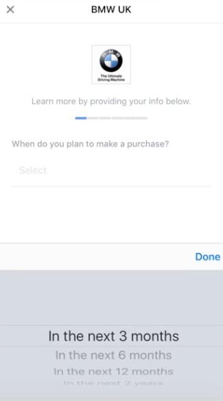 Facebook lead ads BMW