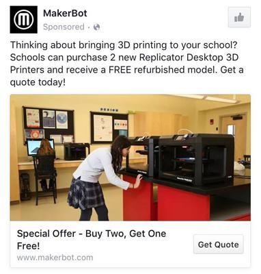 Facebook lead ad MakerBot