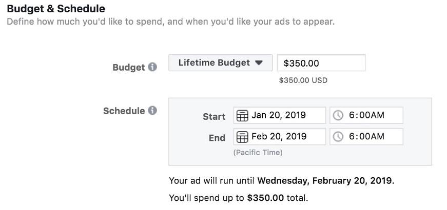 setting up lifetime budgets