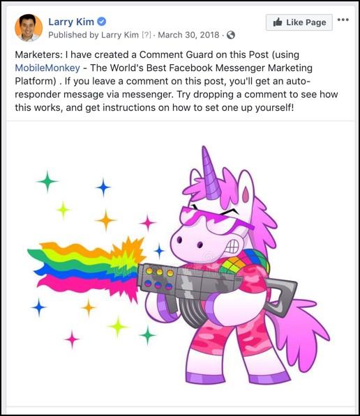 Facebook post with comment guard