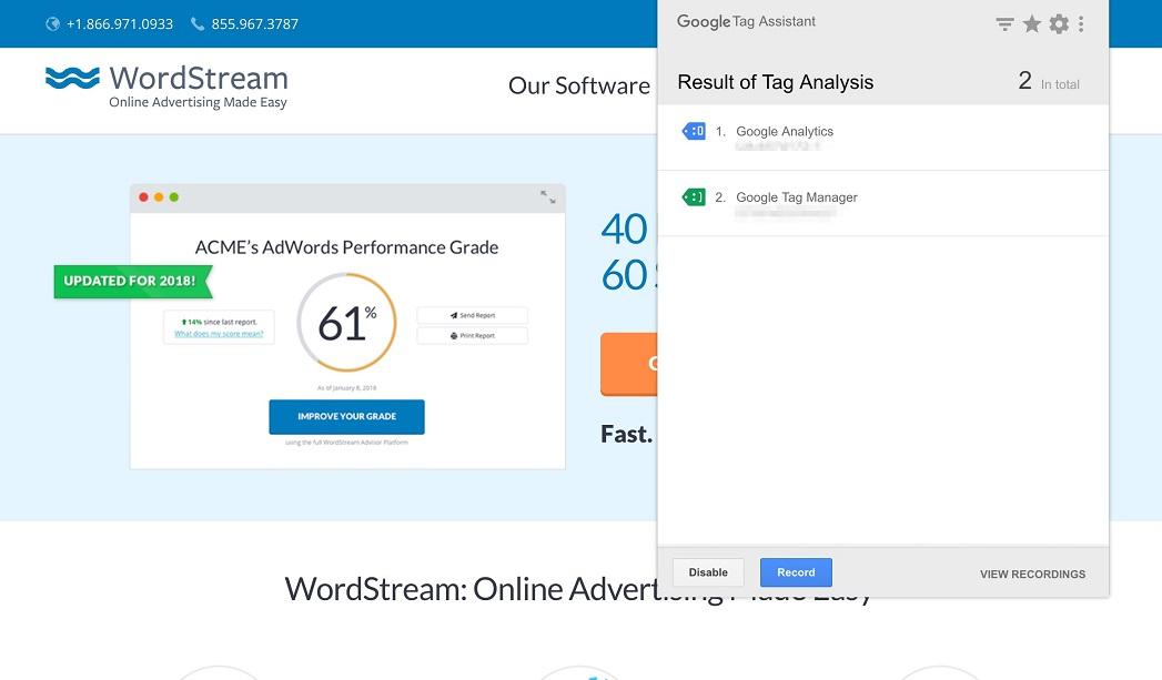 Tag Assistant extension
