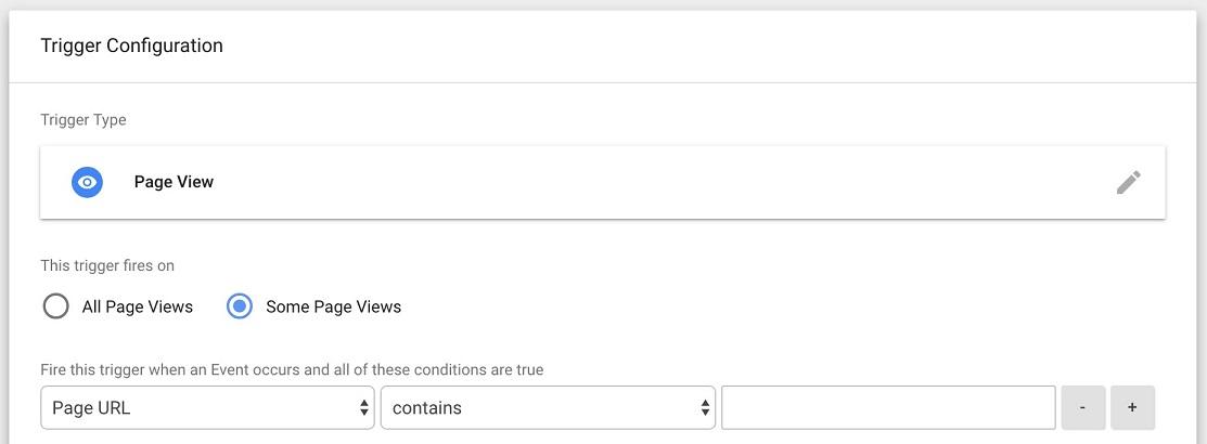 choose specific pages for trigger configuation