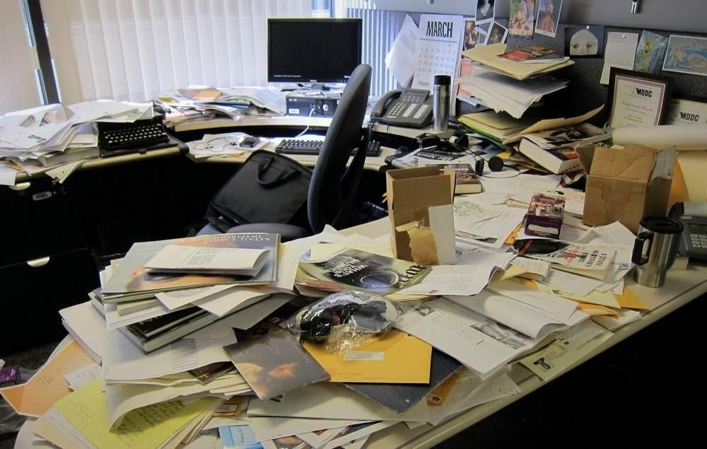 image of messy desk