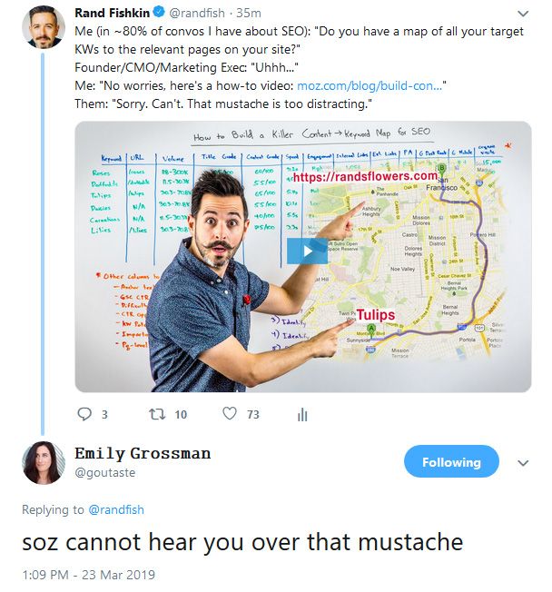 Emily makes fun of Rand's mustache on Twitter Emily makes fun of Rand's mustache on Twitter