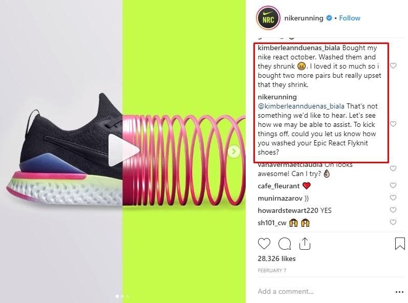 ecommerce brands Instagram comments example