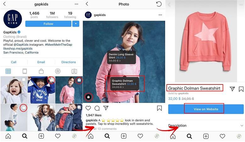 Instagram shopping example