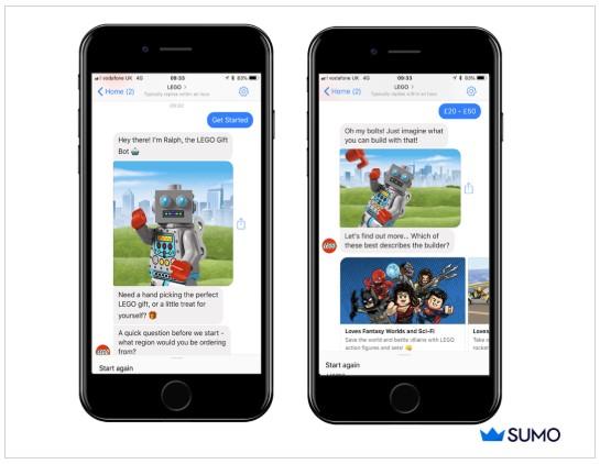 conversational ecommerce example from Lego