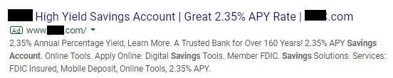 Google ad copy mistake example