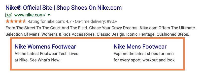 sitelinks ad example