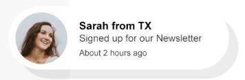 user proof image after newsletter sign up
