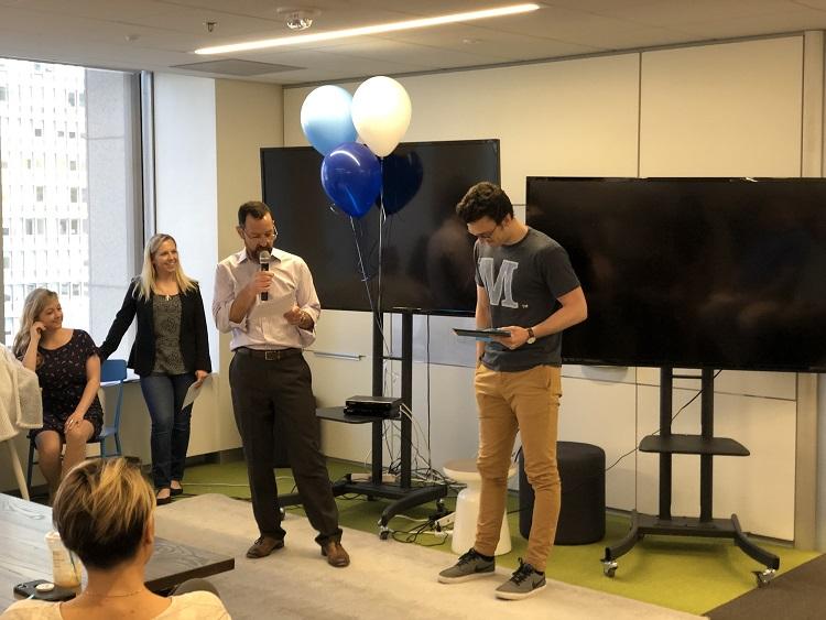 Conor accepting his award