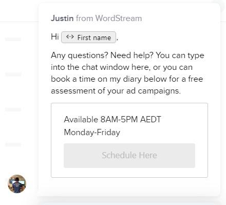 live chat automated response example