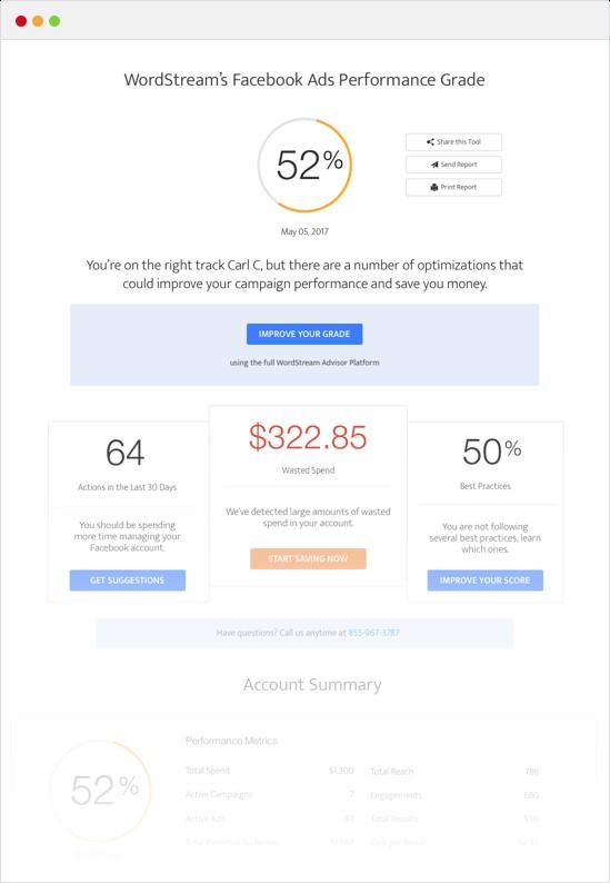 WordStream's Facebook Grader