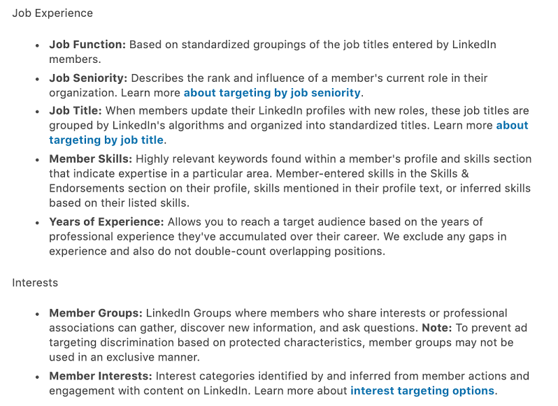 more LinkedIn targeting options