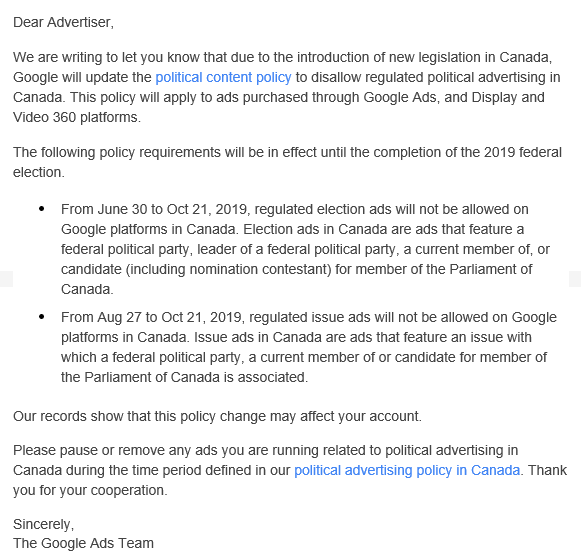 google-sunsets-bid-strategies-advertiser-email