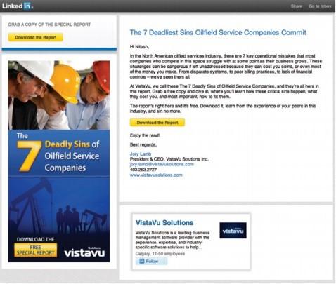 LinkedIn Sponsored InMail example