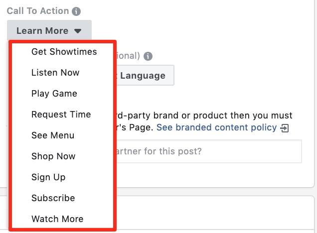 more Facebook ad CTAs