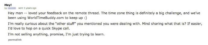 customer feedback email