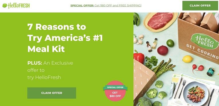 HelloFresh landing page