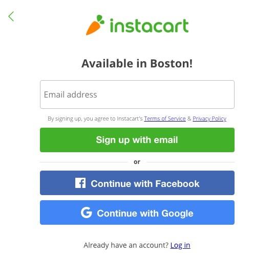 Instagram landing page pop-up