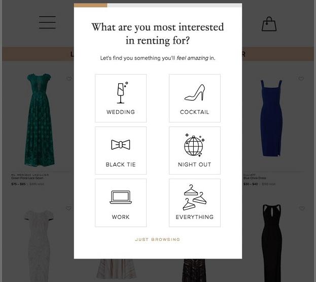Rent the Runway landing page