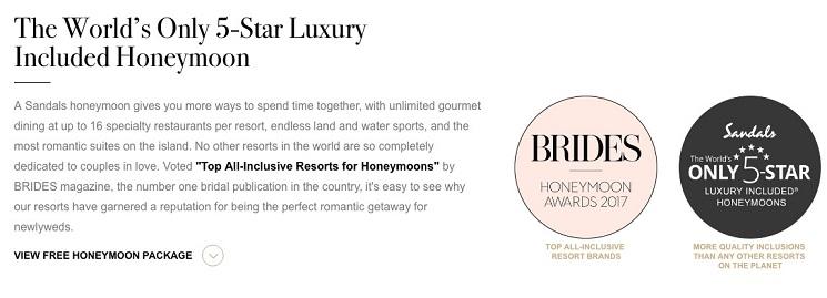 Sandals landing page details section