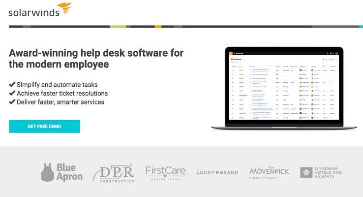 Solarwinds landing page