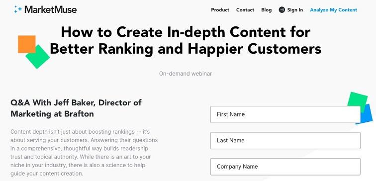 pop-up from landing page example