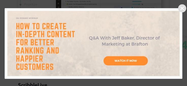 pop-up advertising landing page example