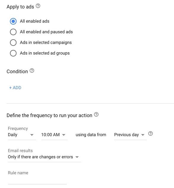 Automated rules options