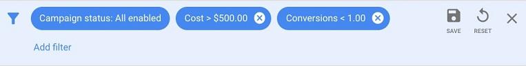 Create filters in Google Ads
