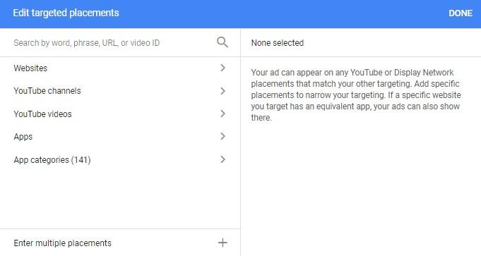 display ads placement options