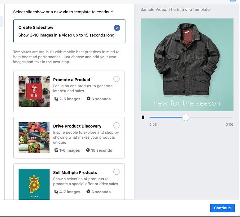 Facebook slideshow ad example