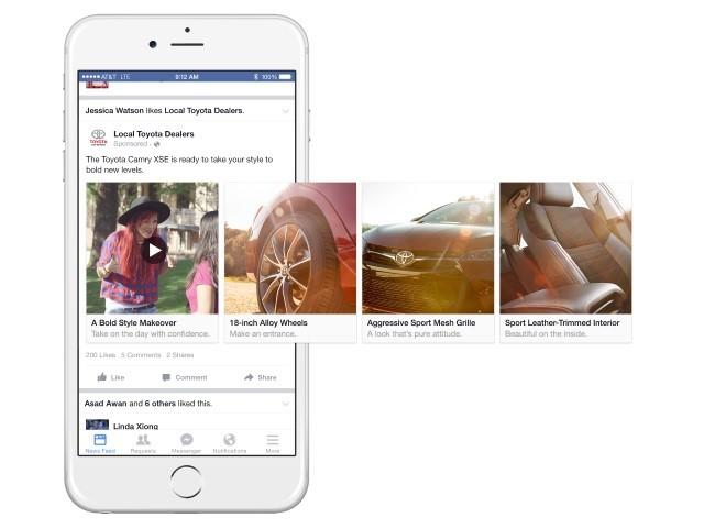 Facebook carousel video ad example