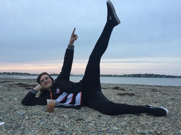 Ali with Dunkin on the beach